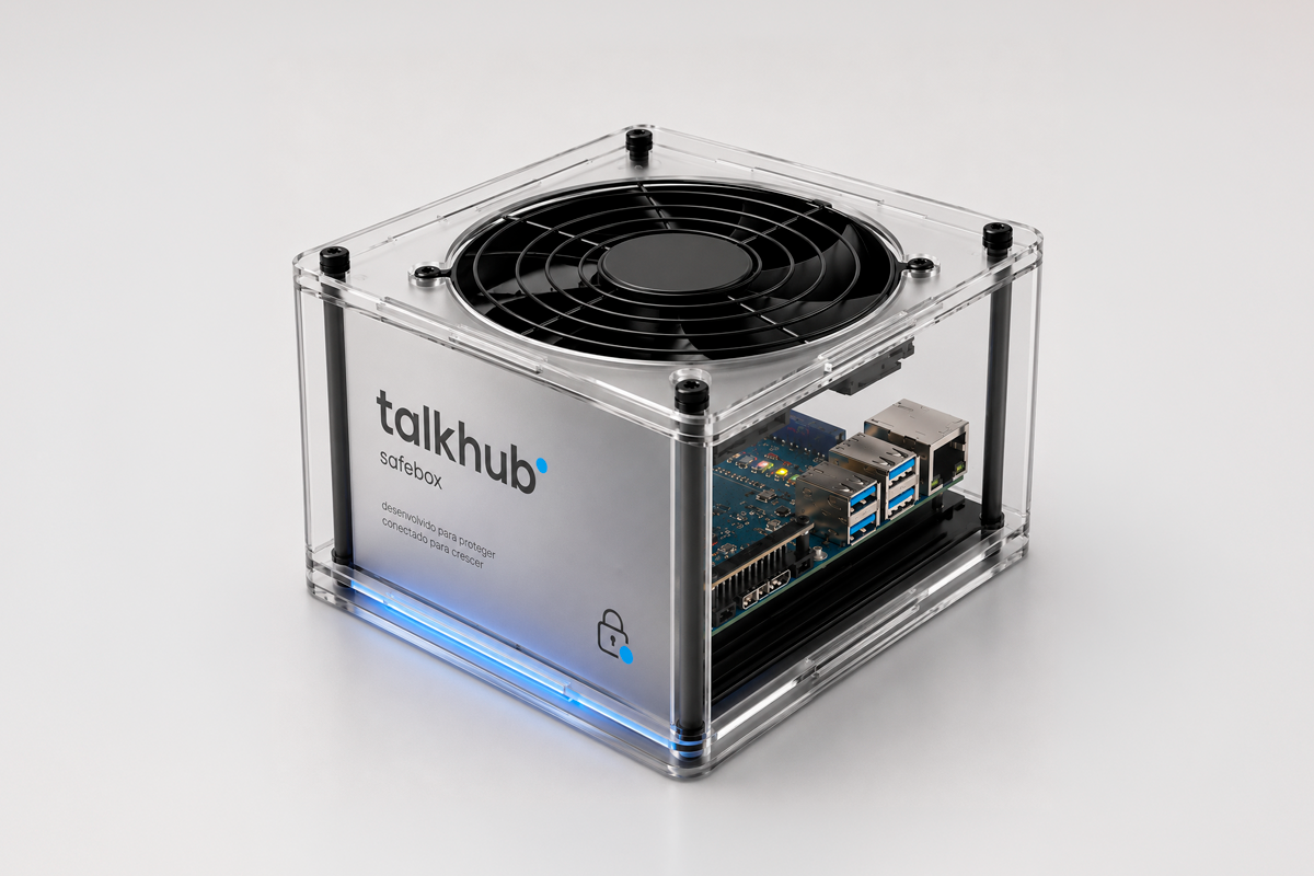 Equipamento SecurityBox da Talkhub com visão computacional e alertas automáticos