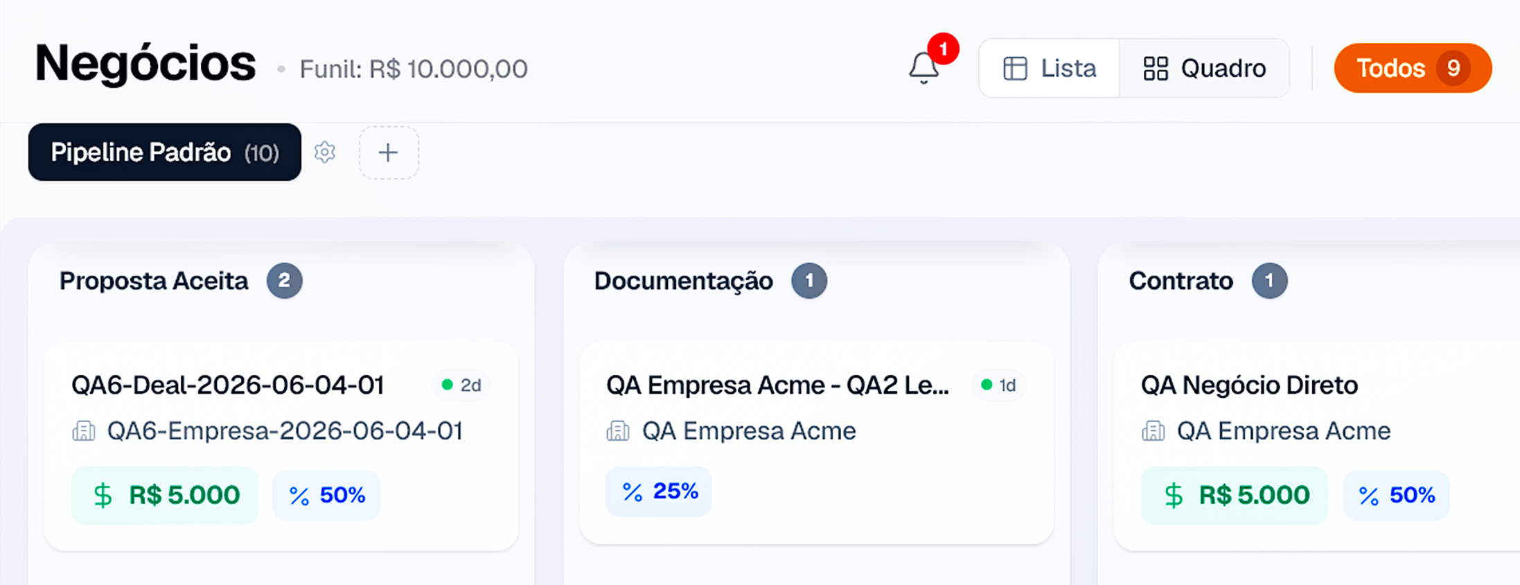 Operação configurada