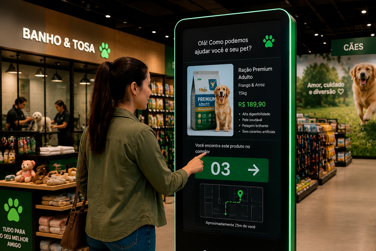 TalkTotem, Totem Interativo da Talkhub, em operação num pet shop